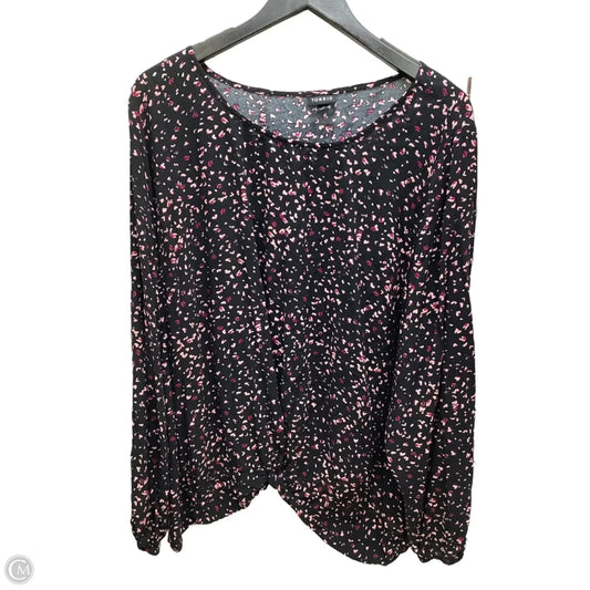 Top Long Sleeve By Torrid In Black & Pink, Size: 4x