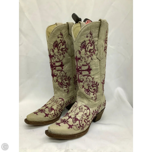 Boots Western By Corral In Cream & Pink, Size: 5.5