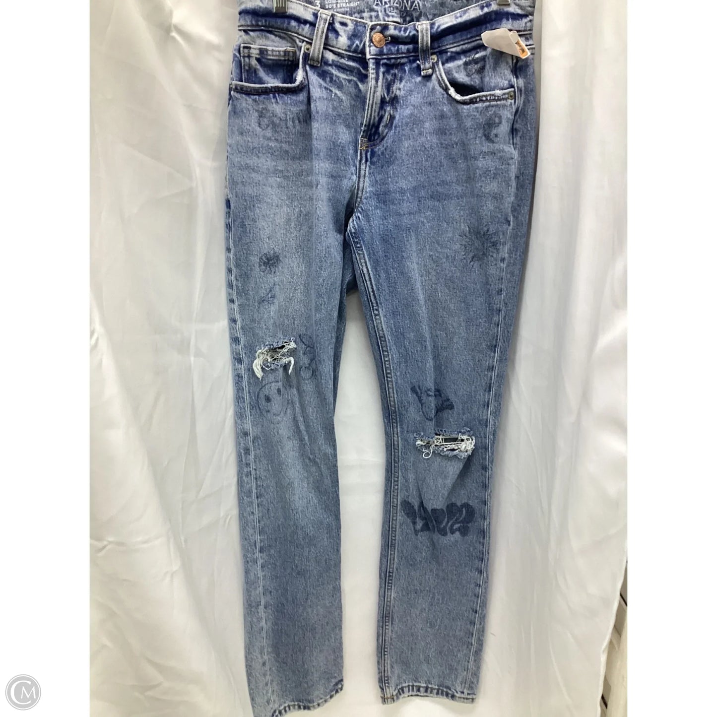 Jeans Straight By Arizona In Blue Denim, Size: 2