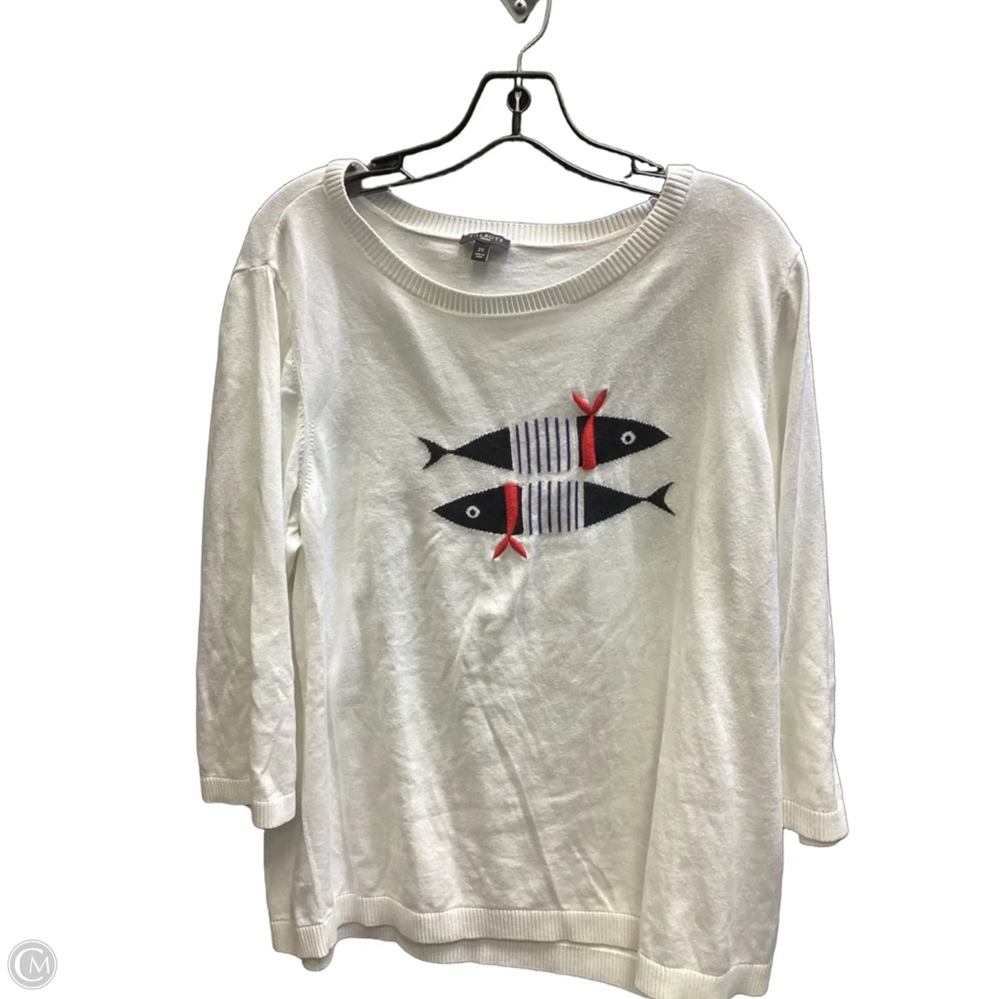 Sweater By Talbots In White, Size: 2x