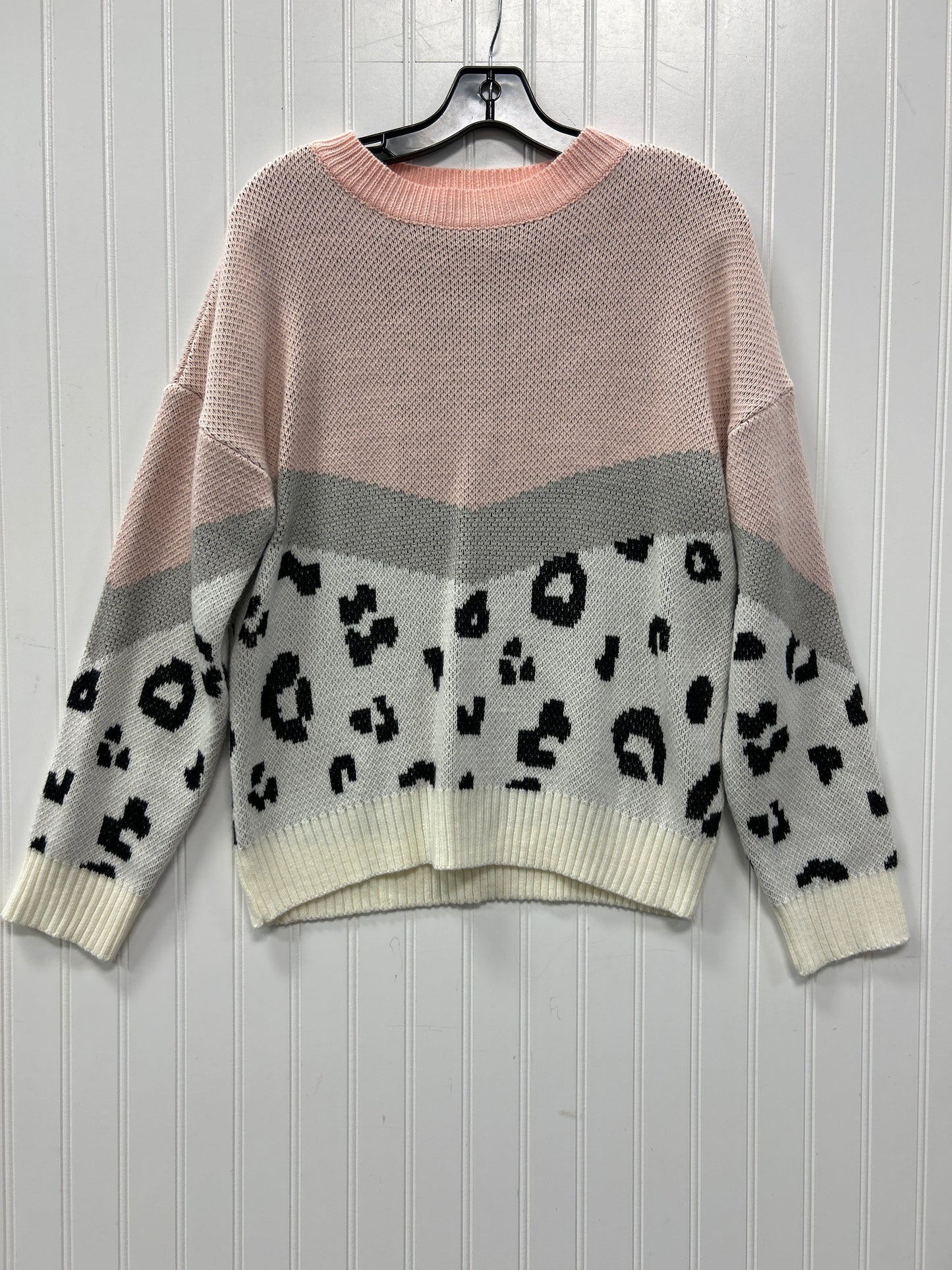 Sweater By Andree By Unit In Pink & White, Size:S