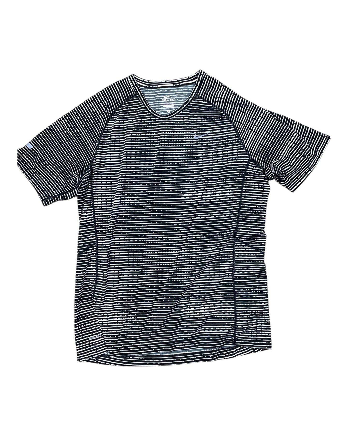 Athletic Top Ss By Nike In Black & White, Size:L