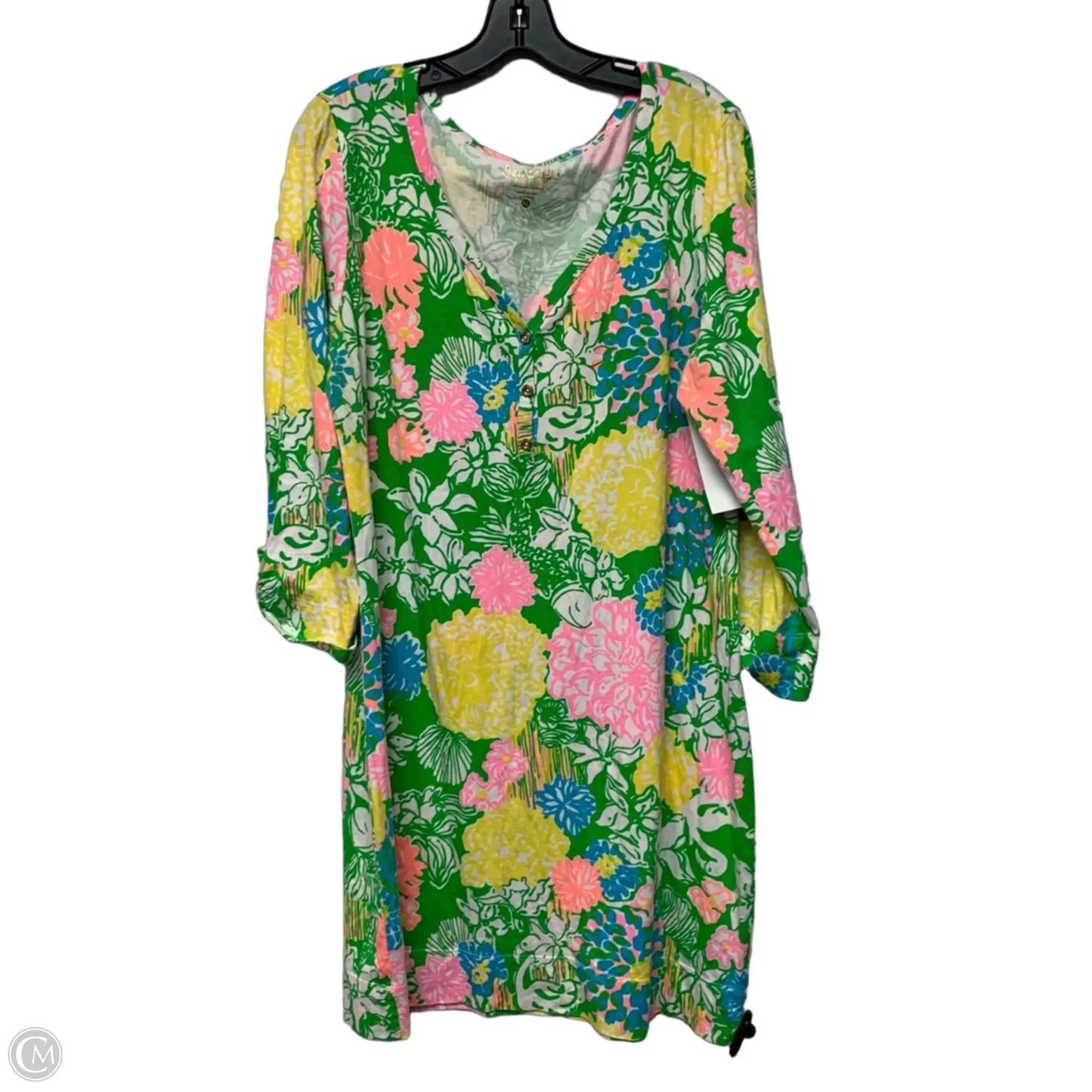 Dress Designer By Lilly Pulitzer In Green & Pink, Size: Xl