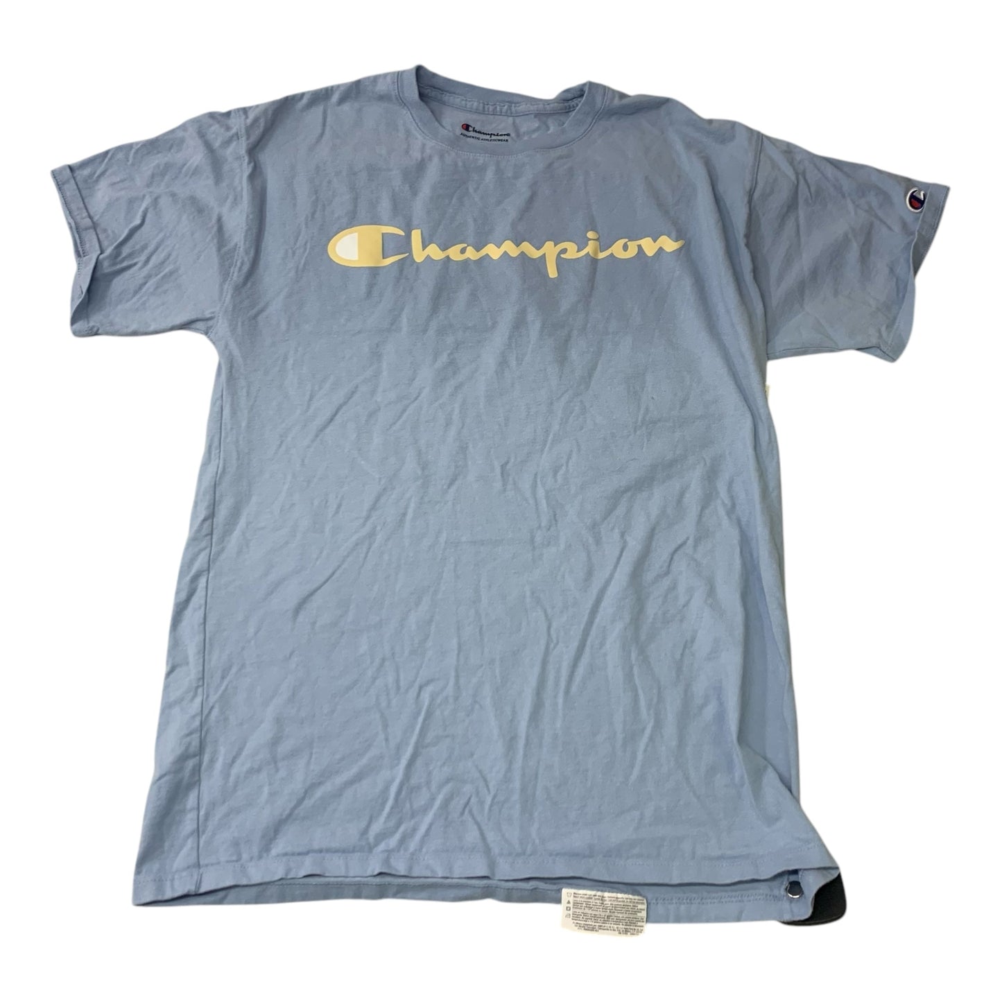 Athletic Top Short Sleeve By Champion In Blue, Size: M