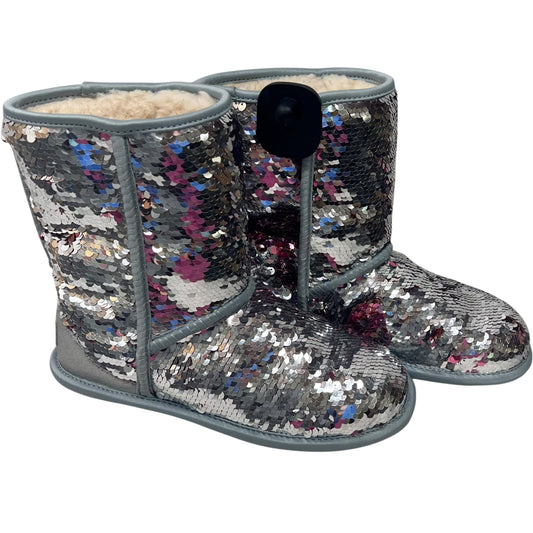 Boots Designer By Ugg In Pink & Silver, Size: 5