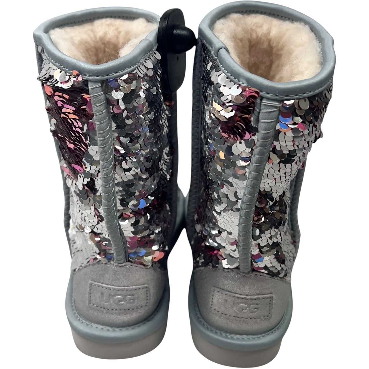 Boots Designer By Ugg In Pink & Silver, Size: 5