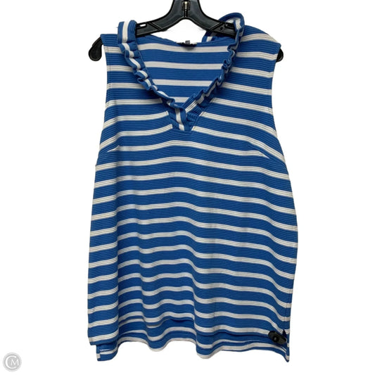 Top Sleeveless By Crown And Ivy In Blue & White, Size: Xxl