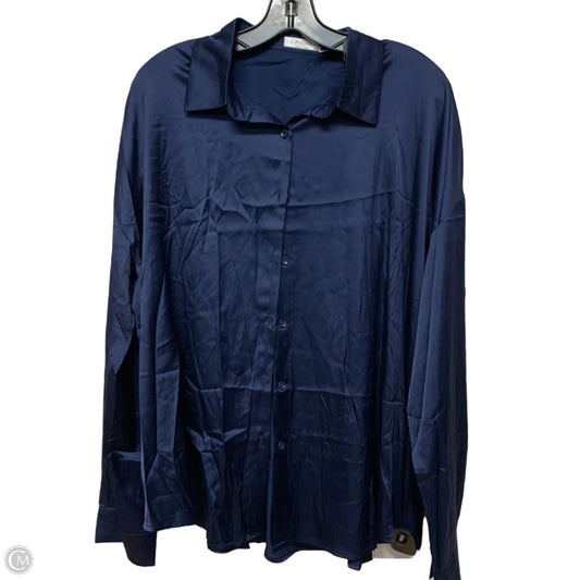 Blouse Long Sleeve By Chigant In Navy, Size: 3x