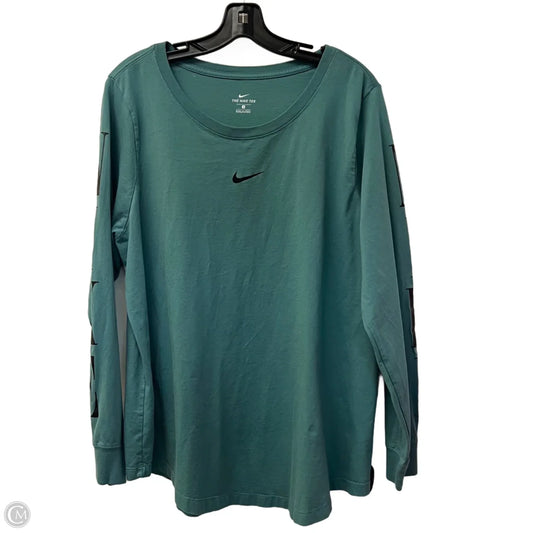 Athletic Top Long Sleeve Crewneck By Nike Apparel In Teal, Size: 1x