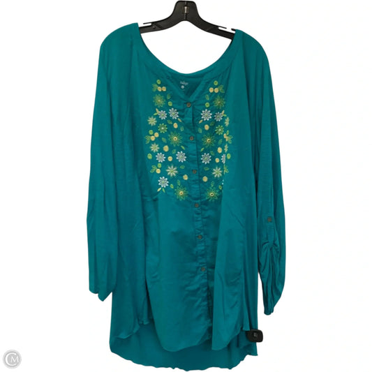Tunic Long Sleeve By Indigo In Aqua, Size: 3x