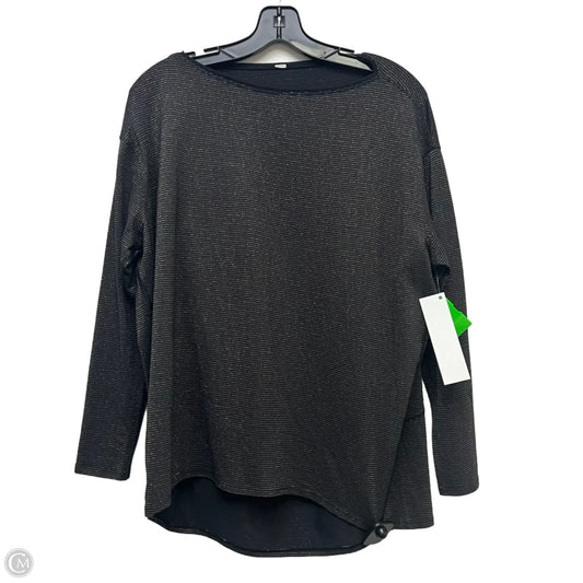 Athletic Top Long Sleeve Crewneck By Lululemon In Black & Gold, Size: L
