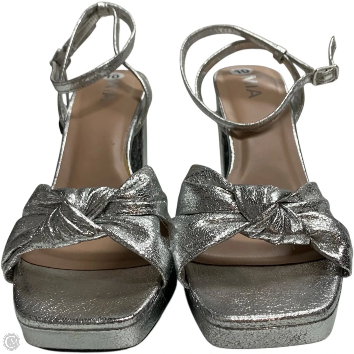Sandals Heels Block By Mia In Silver, Size: 10