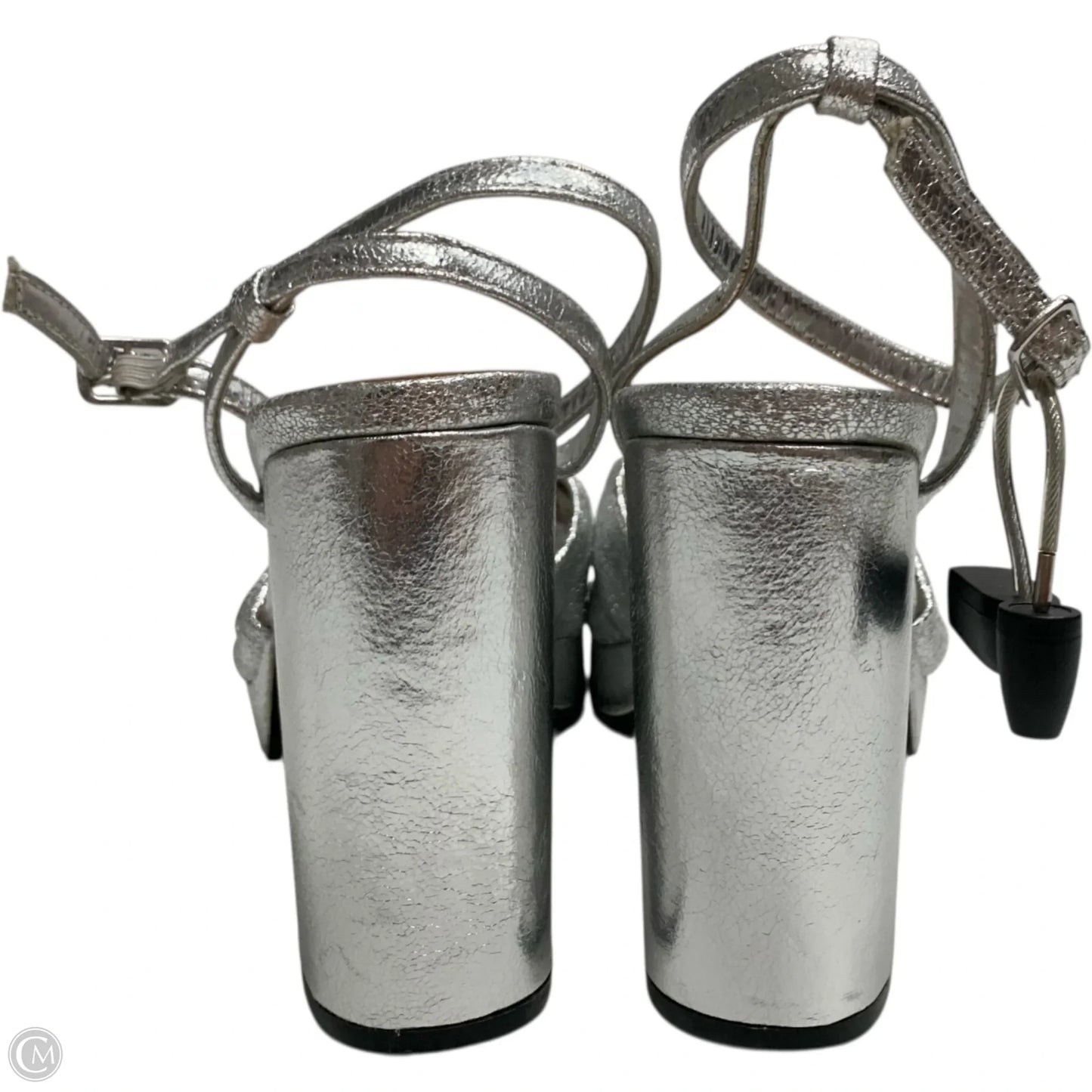 Sandals Heels Block By Mia In Silver, Size: 10