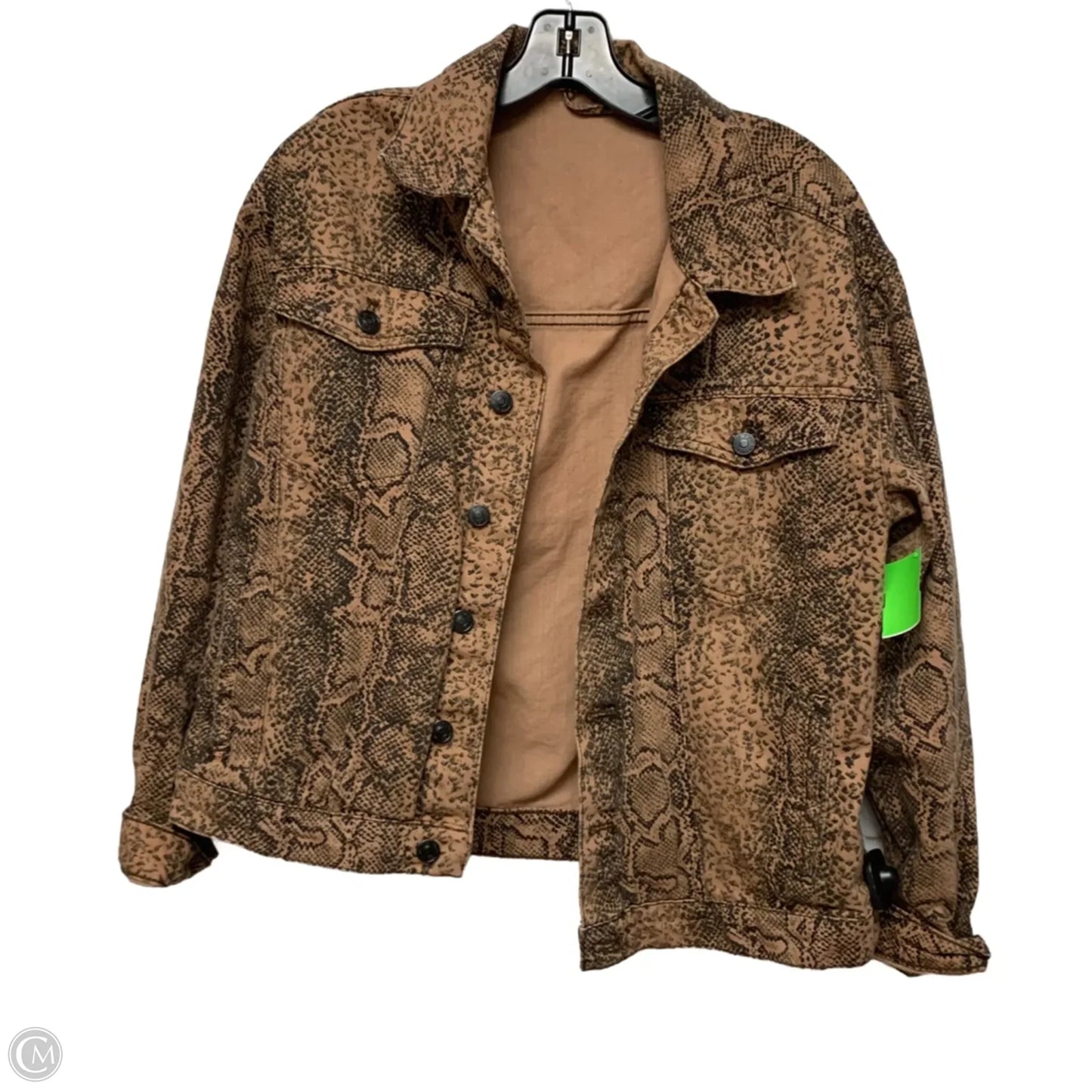 Jacket Denim By Free People In Snakeskin Print, Size: L