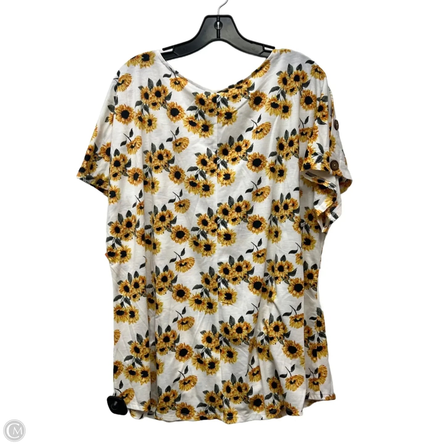 Top Short Sleeve By Js Collections In White & Yellow, Size: 3x