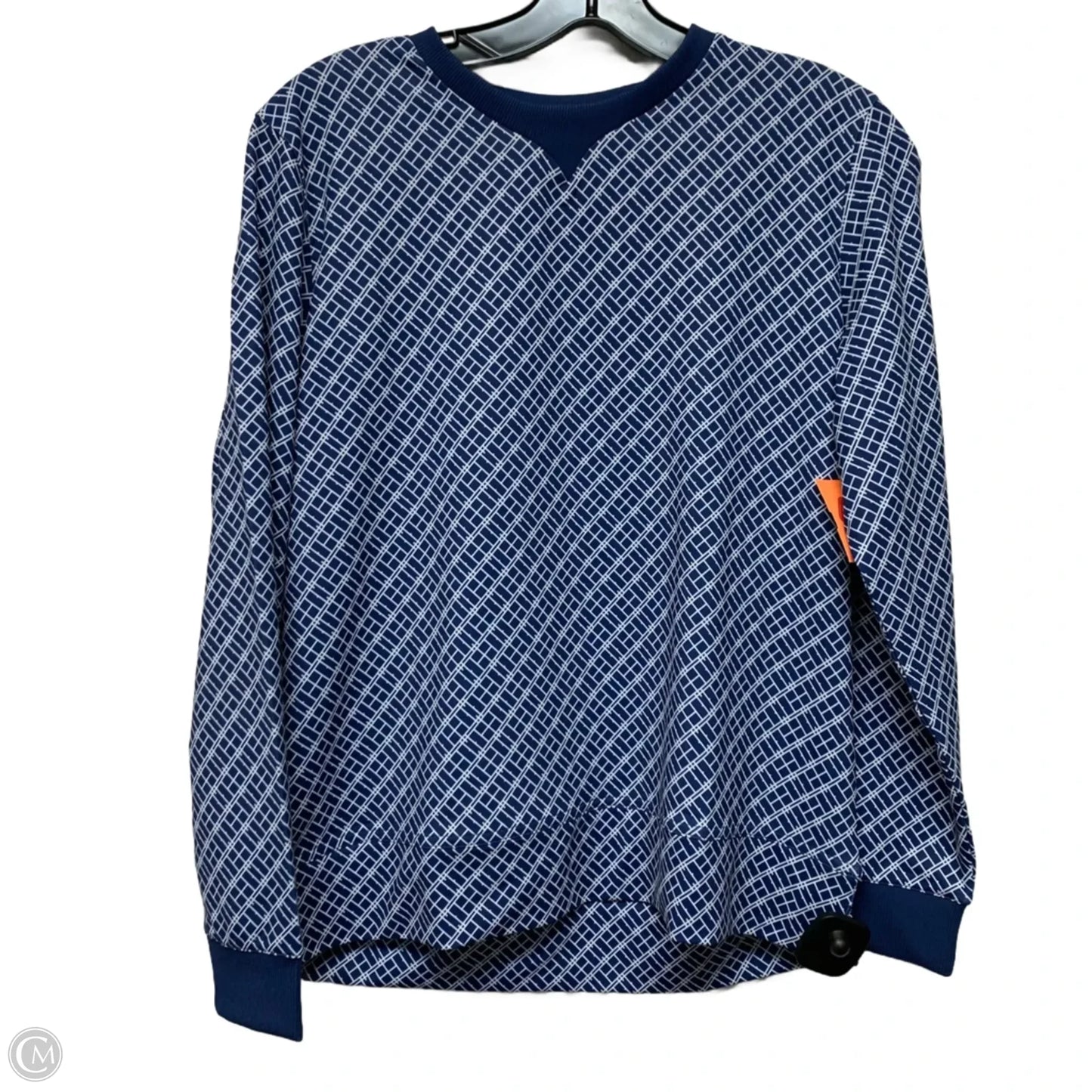 Top Long Sleeve By Peter Millar In Blue & White, Size: M