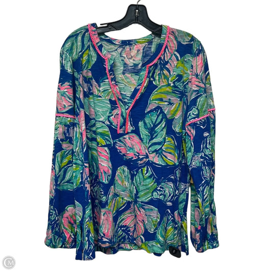 Top Long Sleeve Designer By Lilly Pulitzer In Blue & Green, Size: Xl