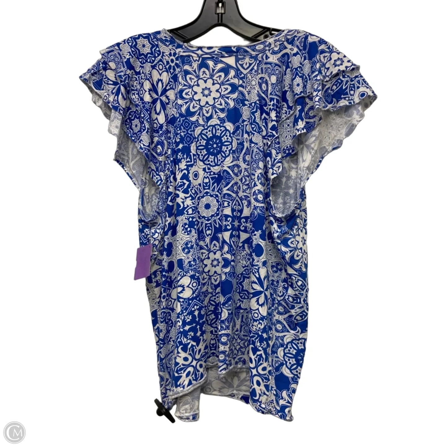 Top Short Sleeve By Maeve In Blue & White, Size: L
