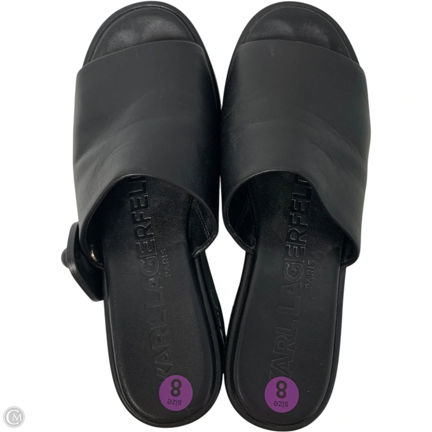 Sandals Designer By Karl Lagerfeld In Black, Size: 8