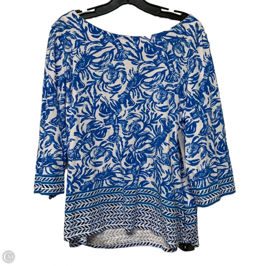 Top Long Sleeve Designer By Lilly Pulitzer In Blue & White, Size: Xl