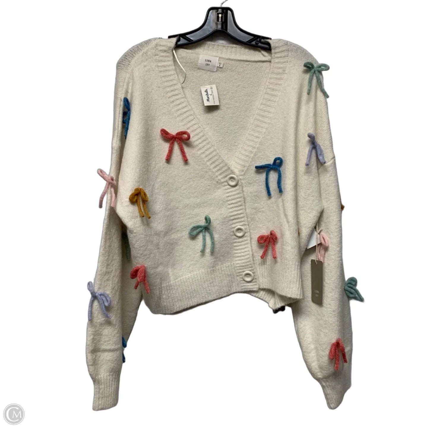 Sweater Cardigan By Luna Ivy In White, Size: M