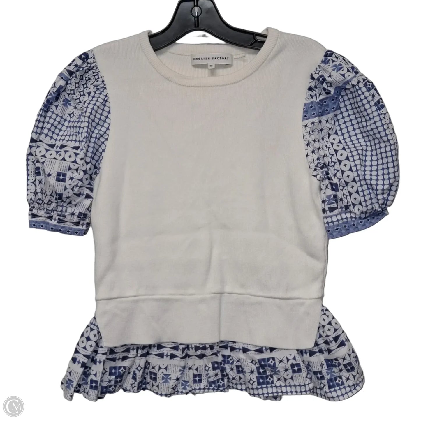 Top Short Sleeve By English Factory In Blue & White, Size: Xs