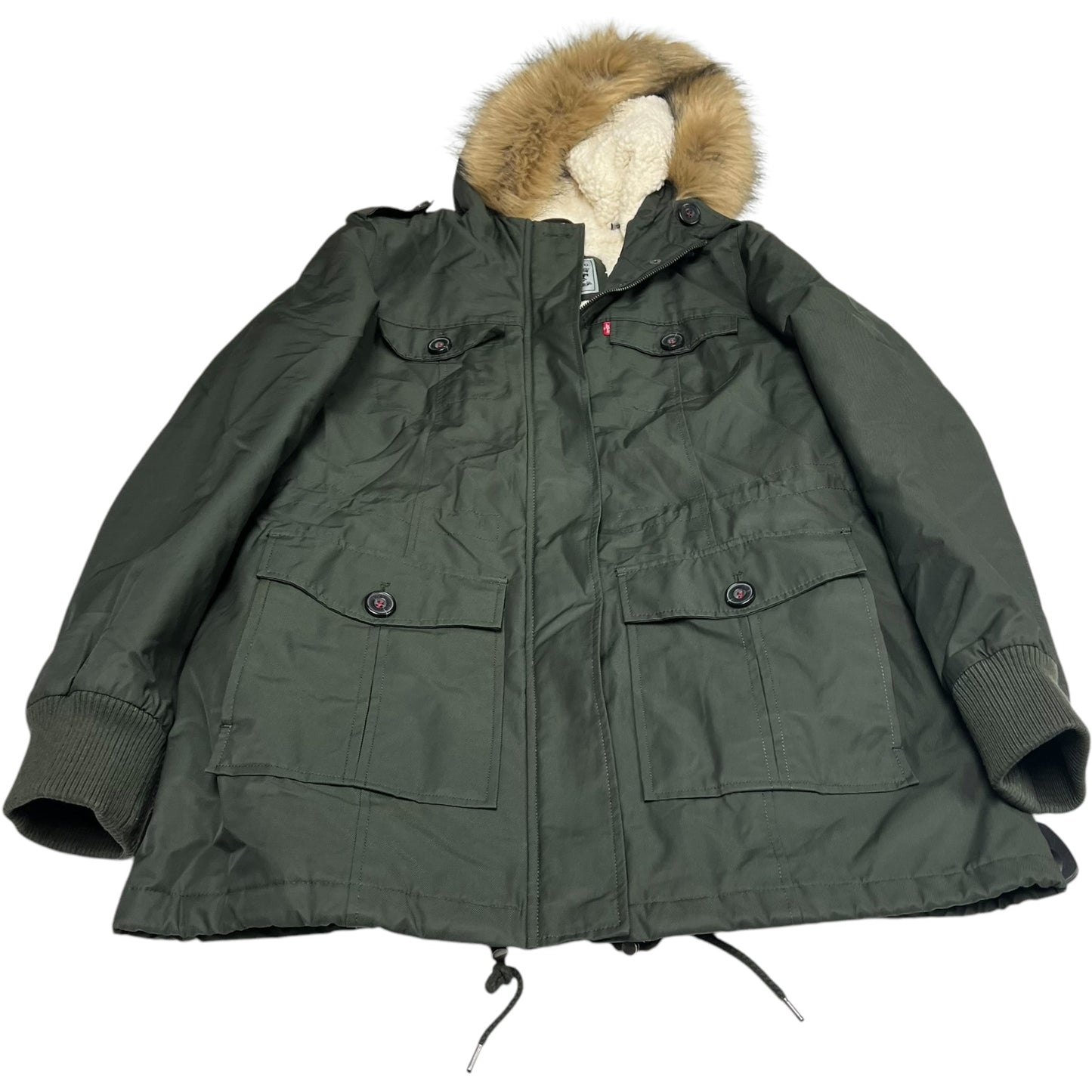 Coat Parka By Levis In Green, Size: M