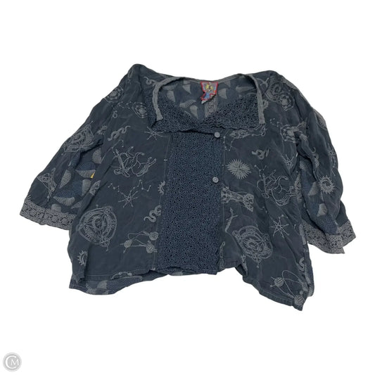 Blouse 3/4 Sleeve By Johnny Was In Grey, Size: S