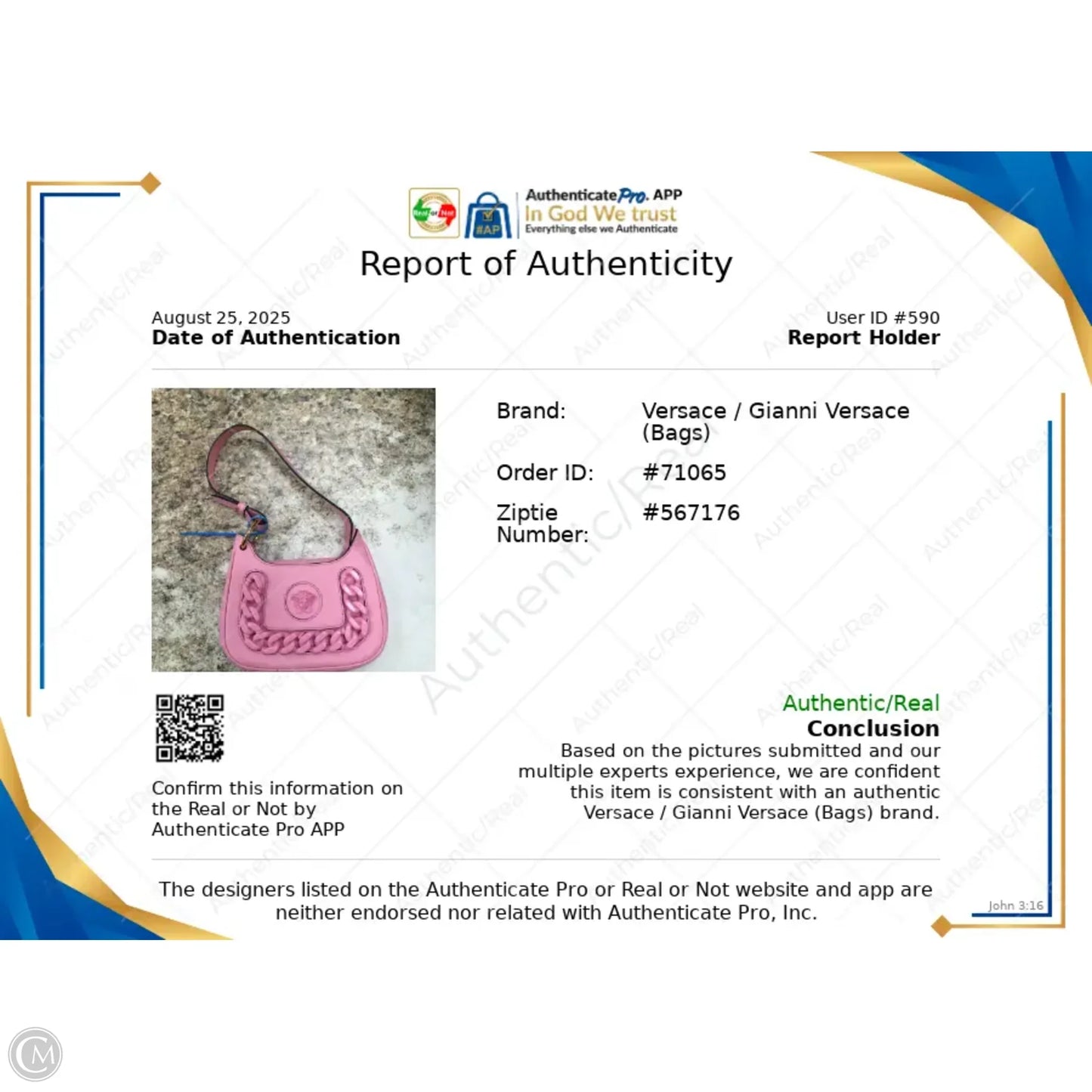 Handbag Luxury Designer By Versace, Size: Small