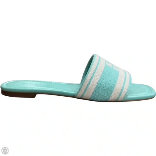 Sandals Designer By Tory Burch In Blue & White, Size: 8.5
