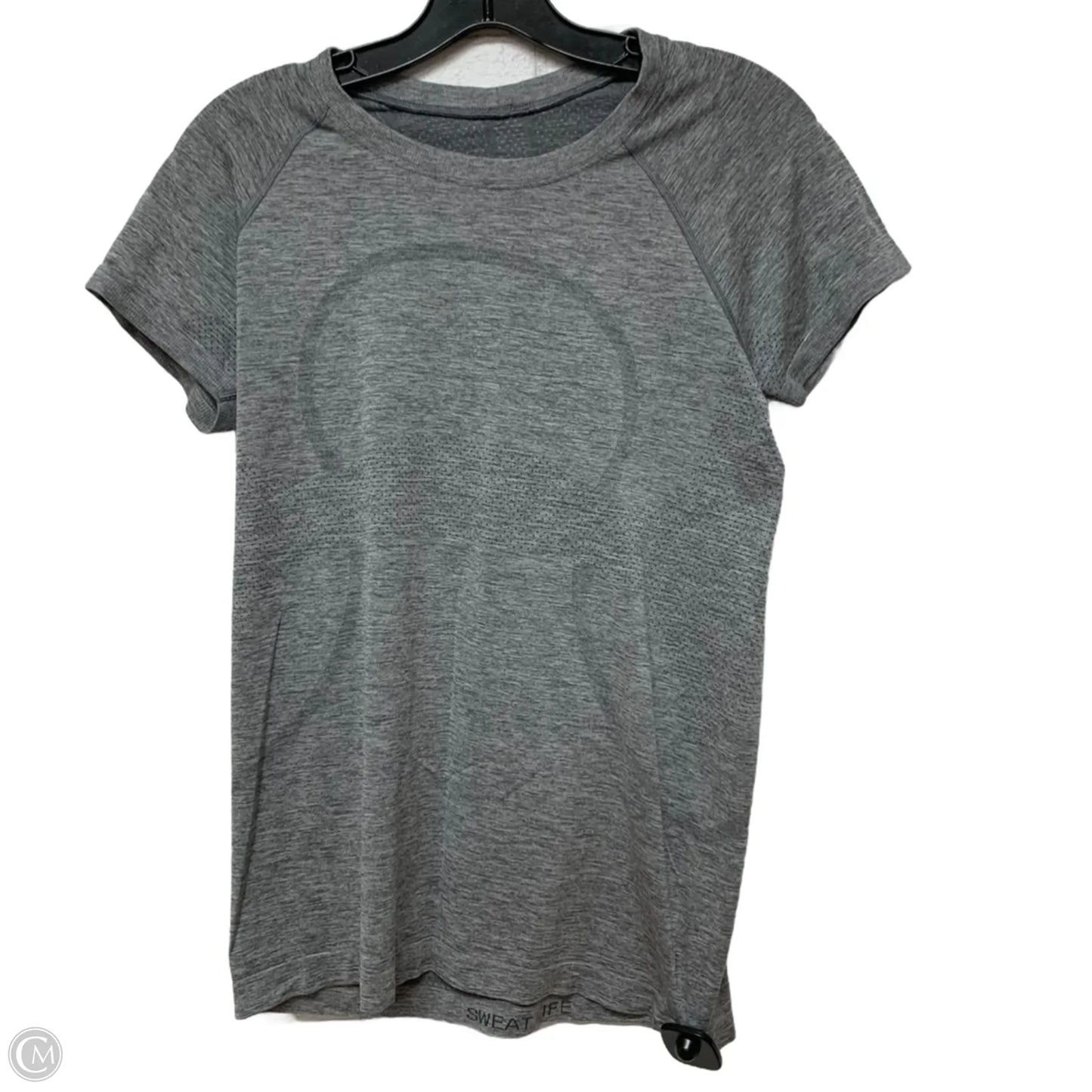 Athletic Top Short Sleeve By Lululemon In Grey, Size: M