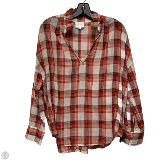 Blouse Long Sleeve By Sundry In Plaid Pattern, Size: M