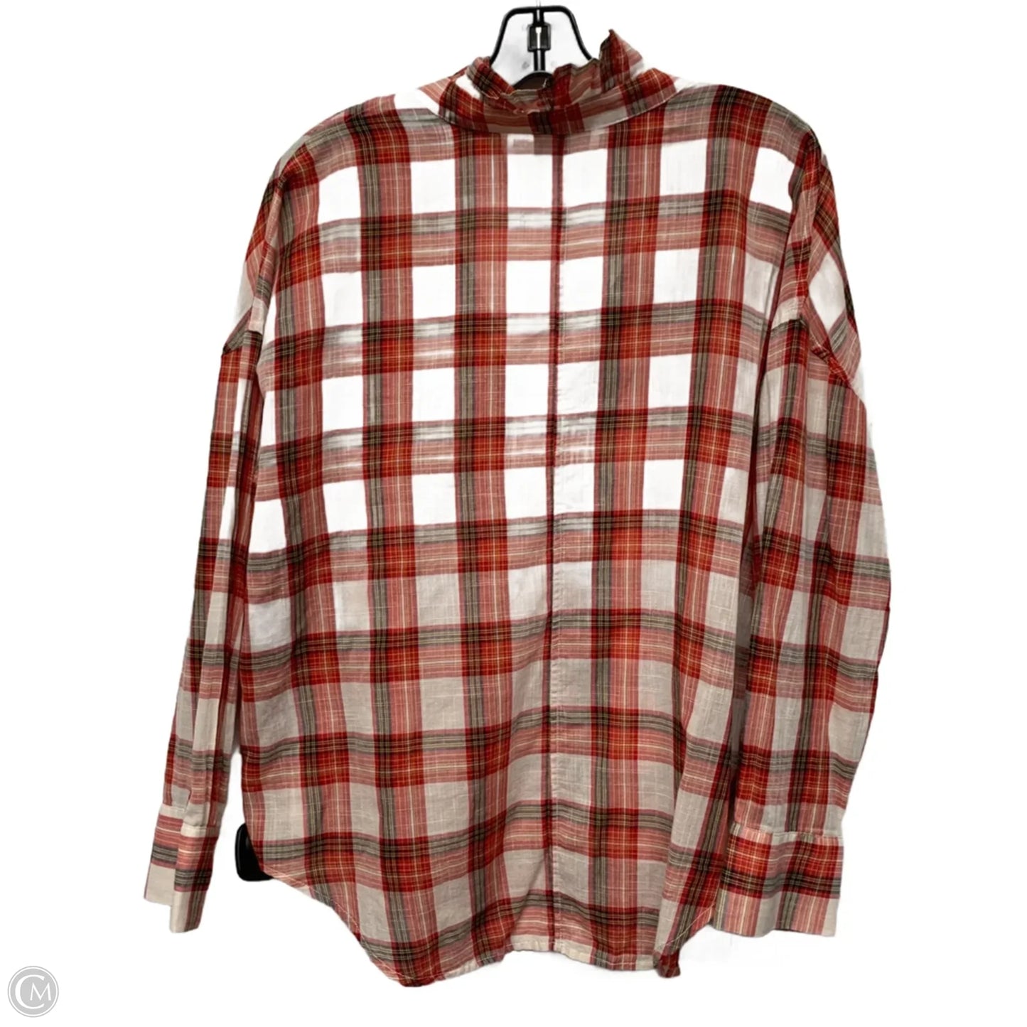 Blouse Long Sleeve By Sundry In Plaid Pattern, Size: M