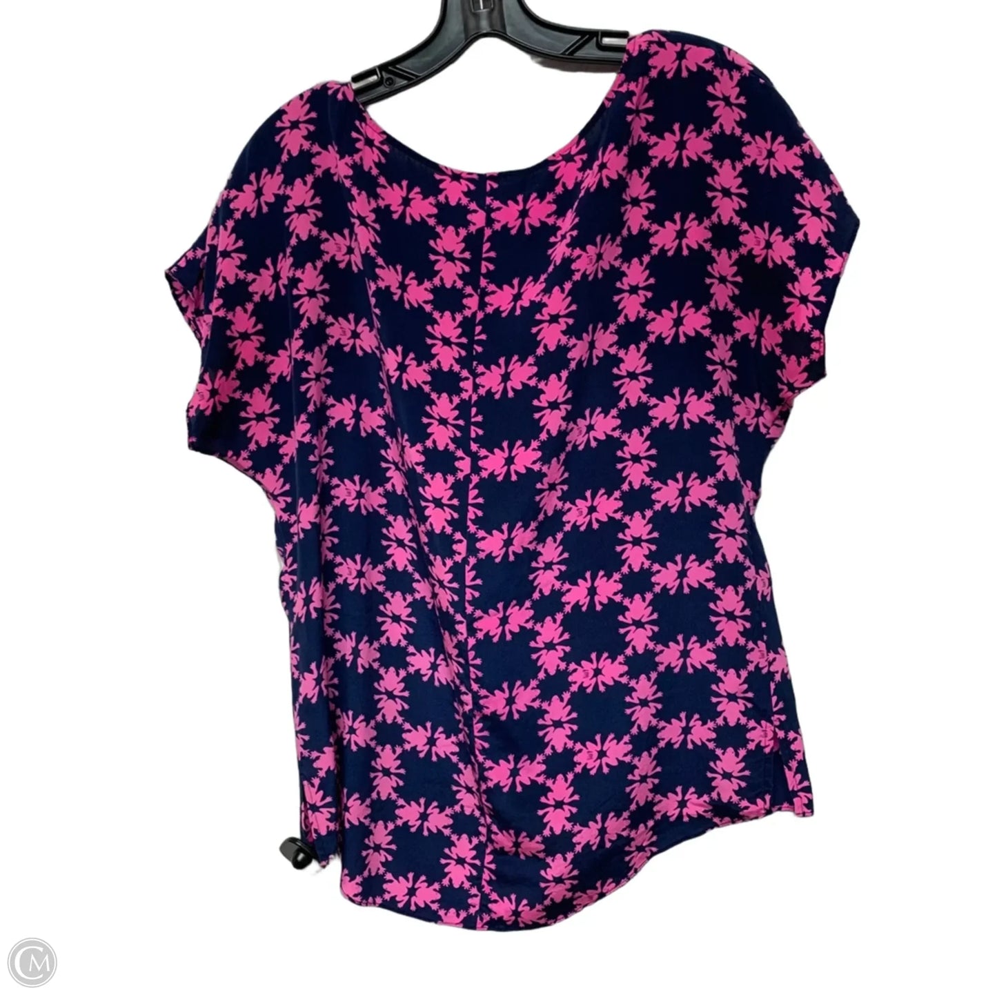 Top Short Sleeve Designer By Lilly Pulitzer In Blue & Pink, Size: M