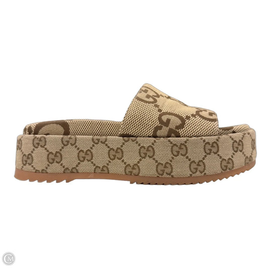 Sandals Luxury Designer By Gucci In Brown, Size: 7