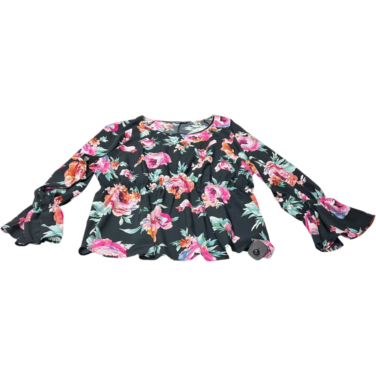 Top Long Sleeve By Shein In Black Floral, Size: 3x