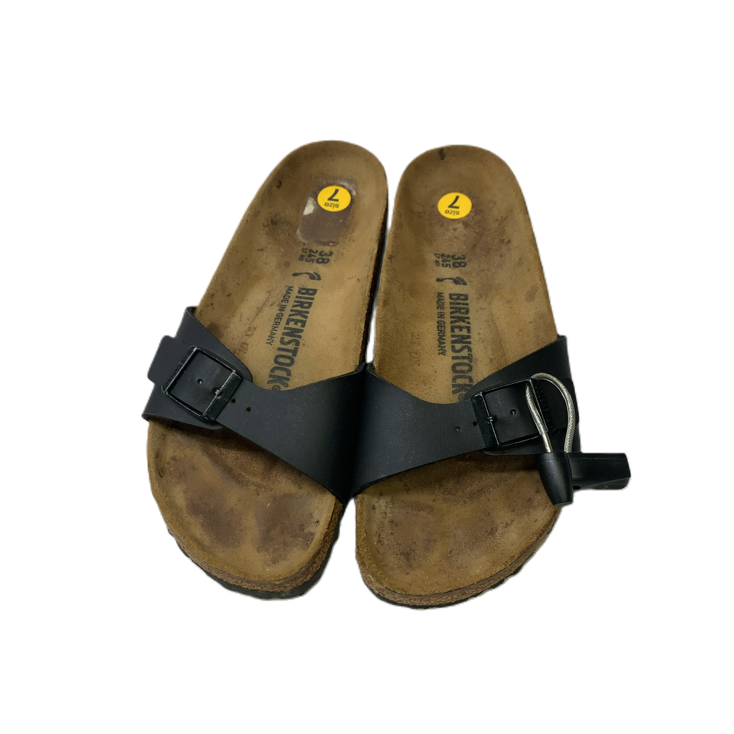 Black  Sandals Flats By Birkenstock  Size: 7