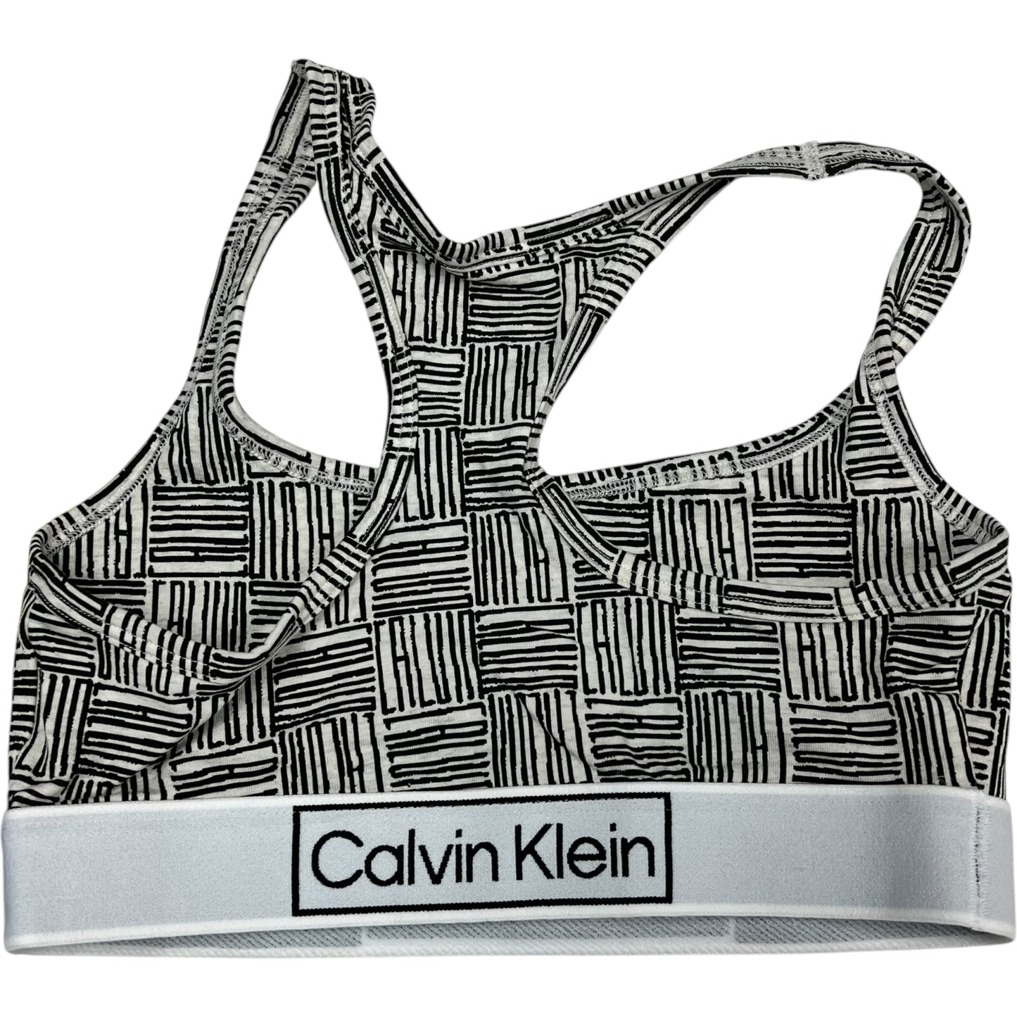 Athletic Bra By Calvin Klein In Black & White, Size: S