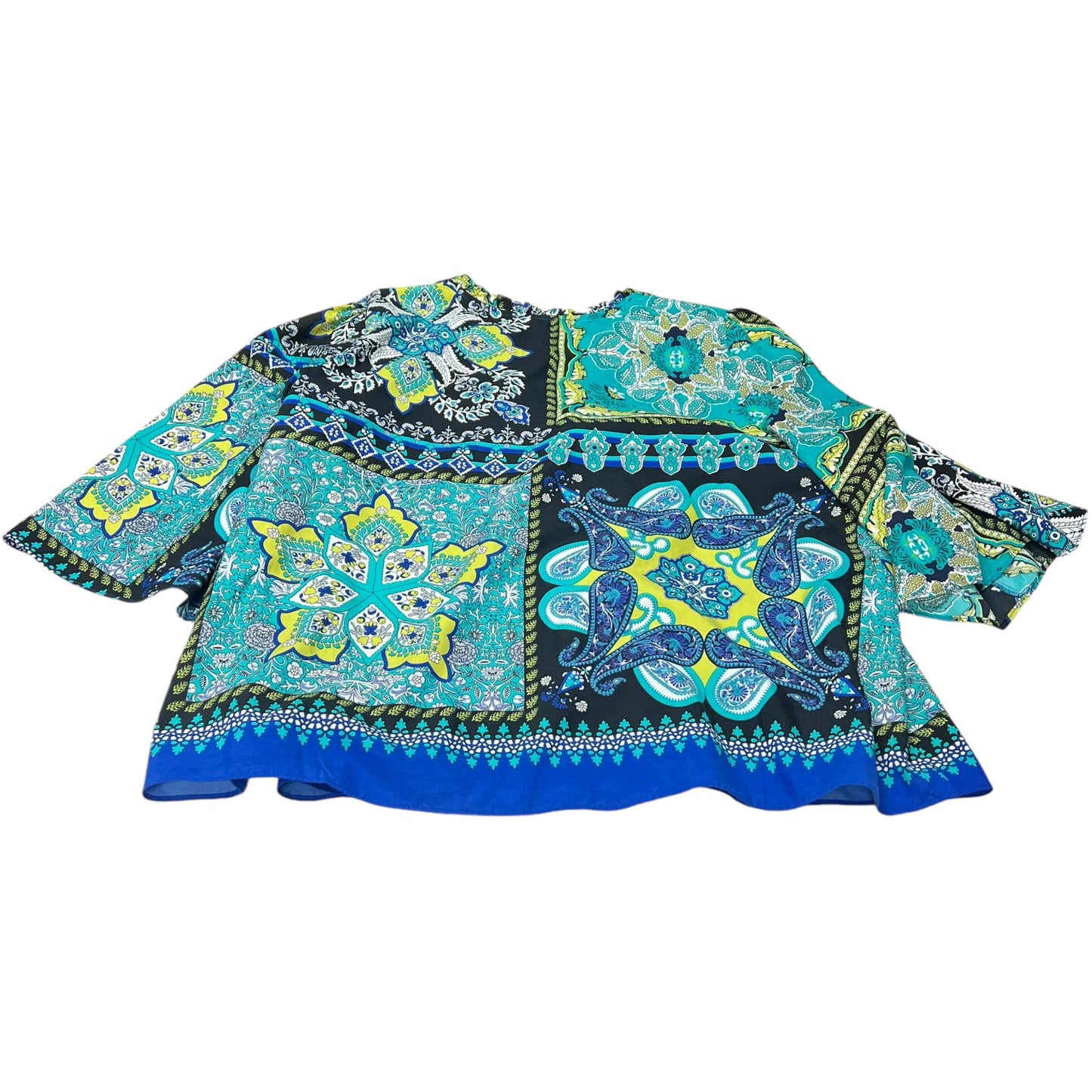 Top 3/4 Sleeve By Olivia Matthews In Blue & Green, Size: 3x