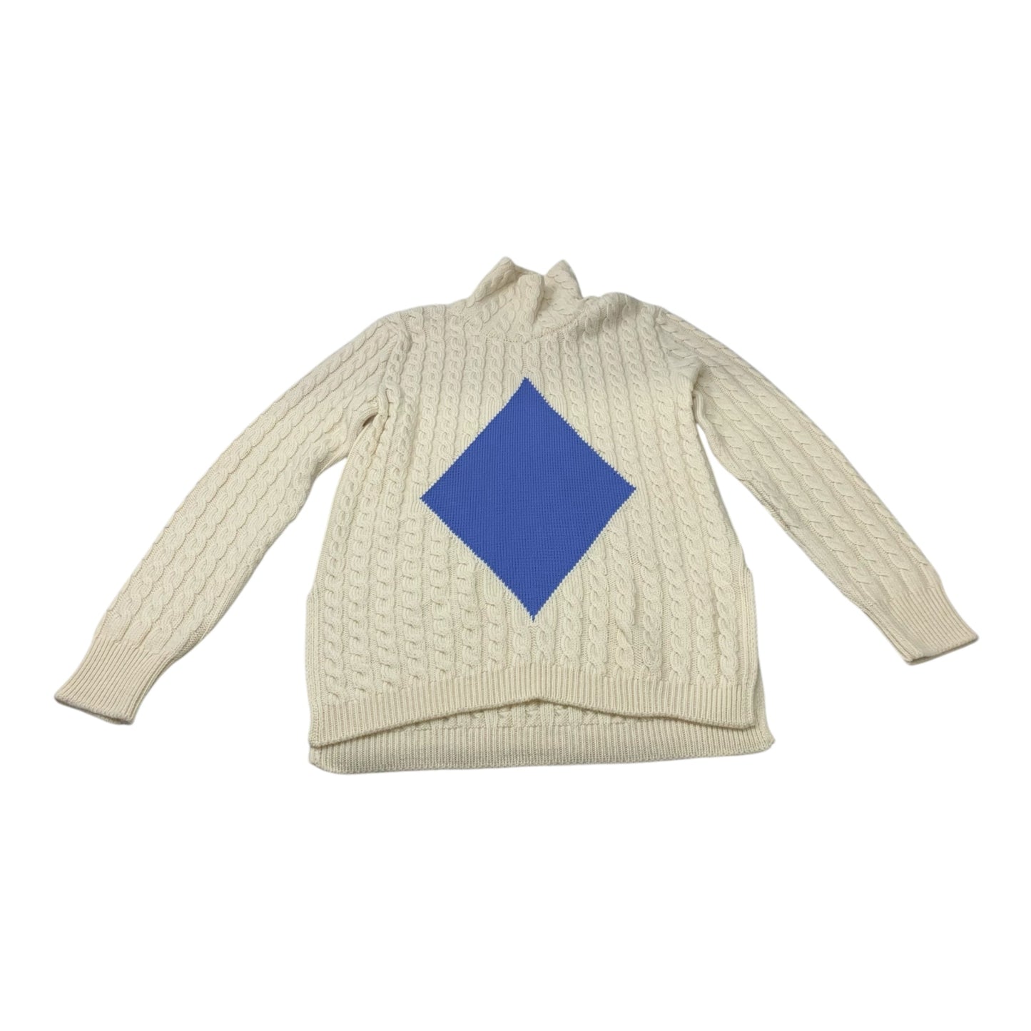 Sweater Designer By Tory Burch In Blue & Cream, Size: L