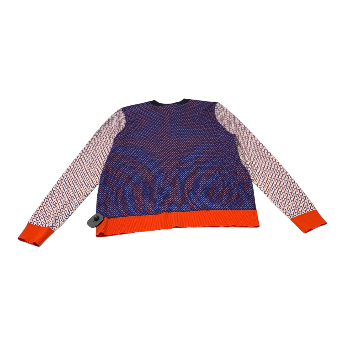 Cardigan Designer By Tory Burch In Blue & Orange, Size: L