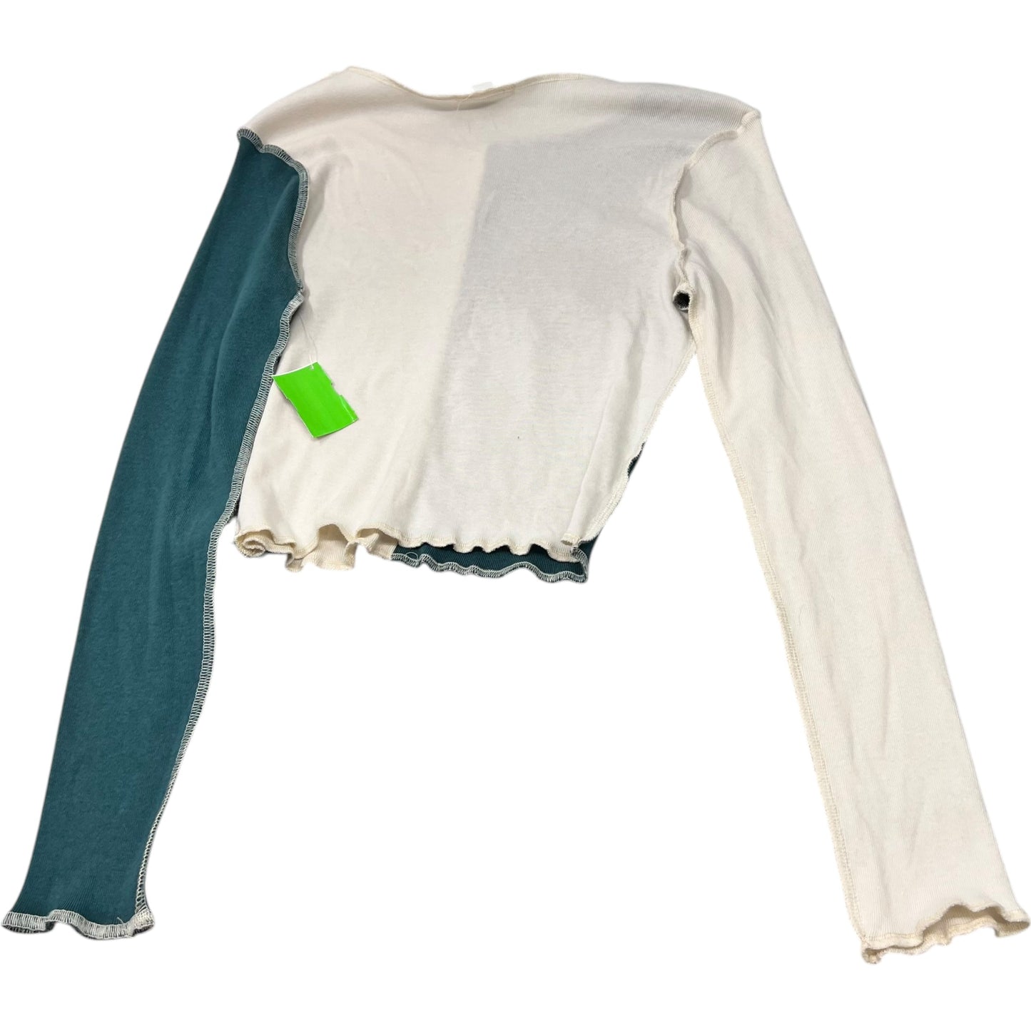 Top Long Sleeve By Full Tilt In Green & White, Size: L