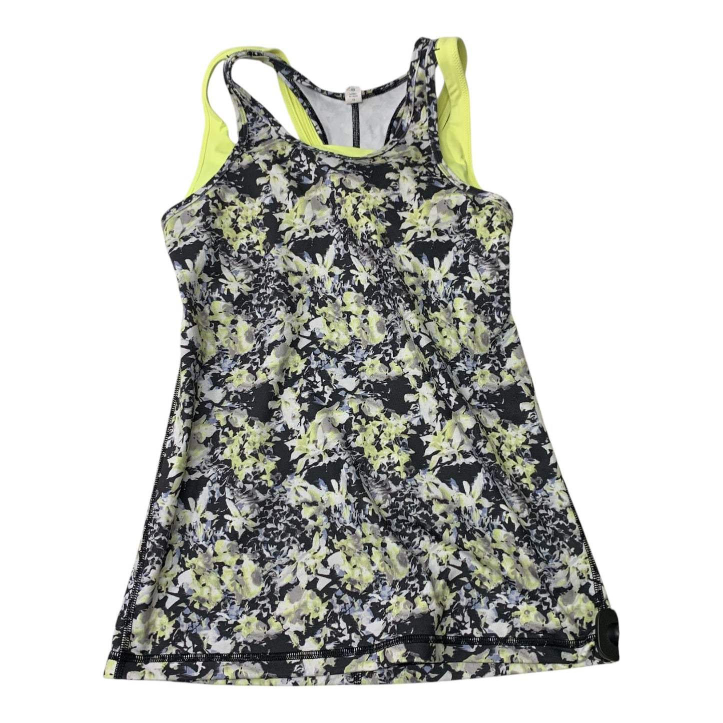 Athletic Tank Top By Lululemon In Black & Yellow, Size: S