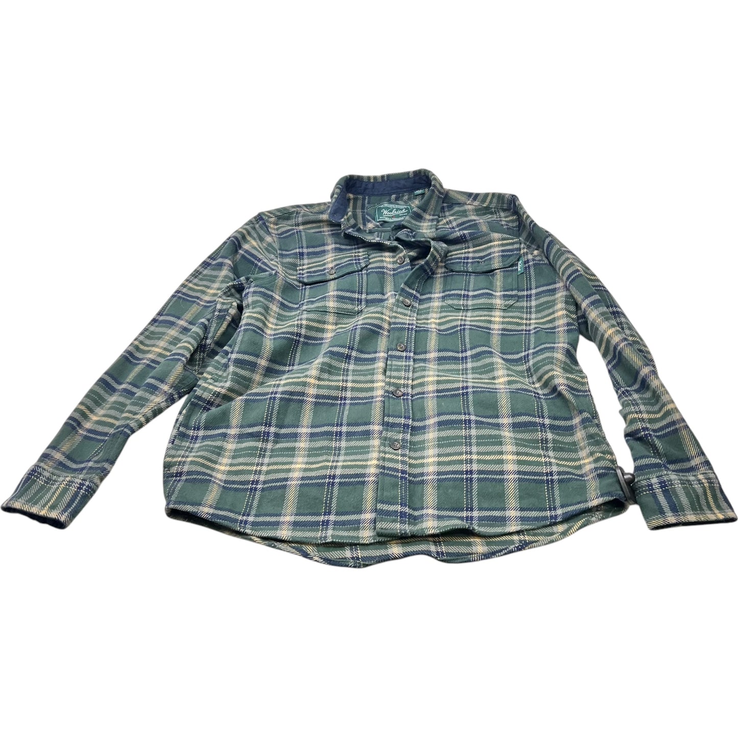 Jacket Shirt By Woolrich In Green, Size: L