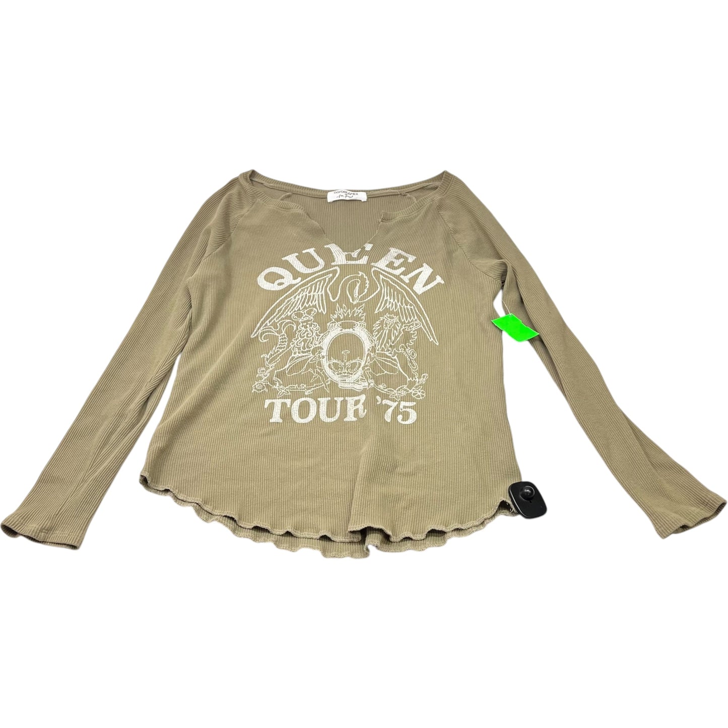 Top Long Sleeve By Free People In Green & White, Size: M