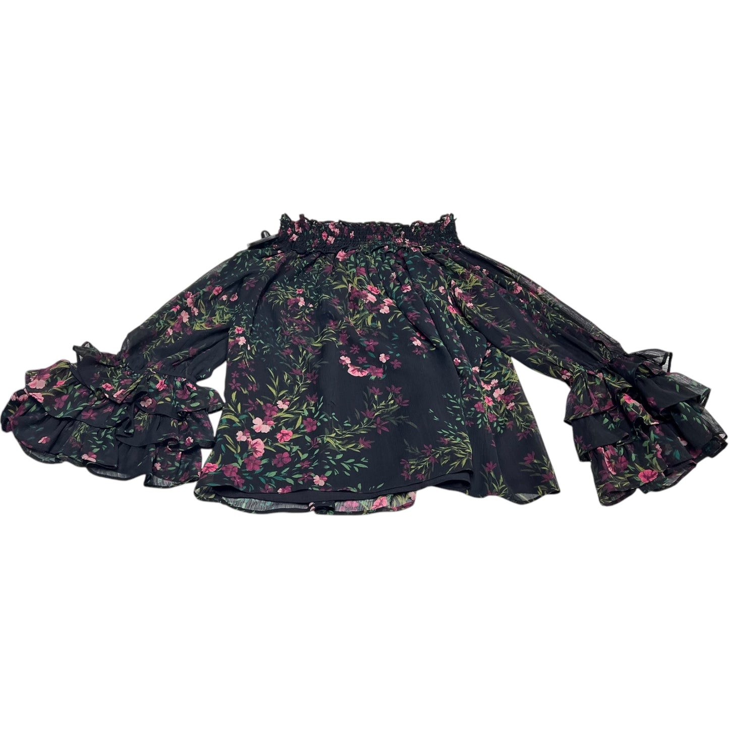 Blouse Long Sleeve By Cece In Floral Print, Size: Xs