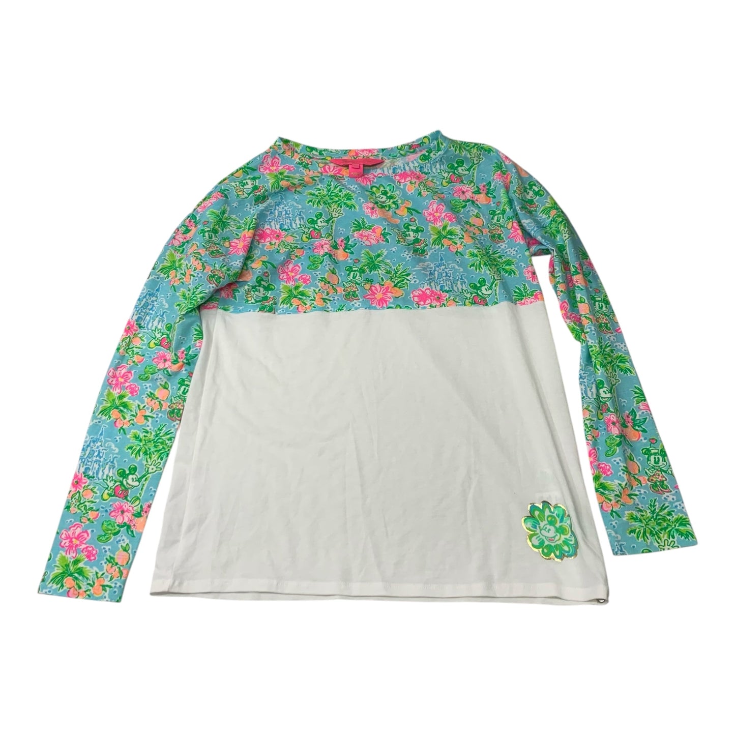 Top Long Sleeve Designer By Lilly Pulitzer In Green & White, Size: Xs