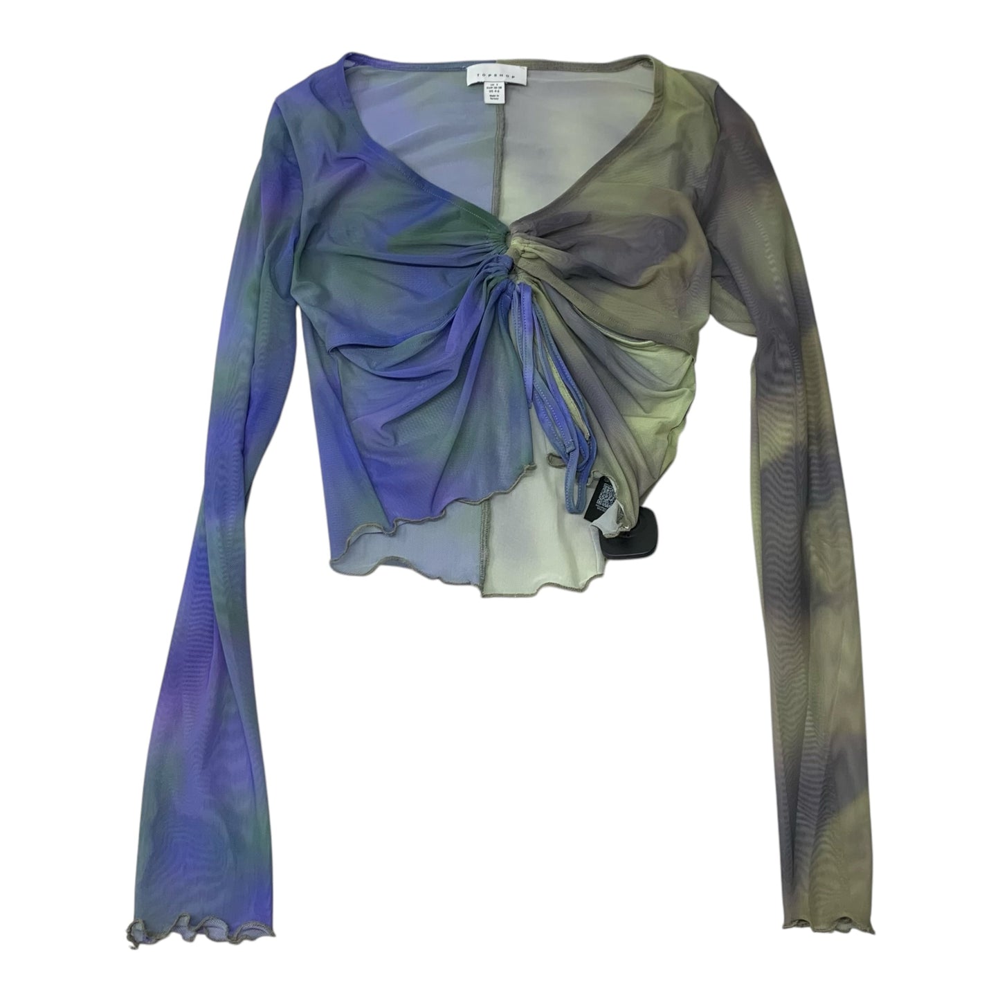 Top Long Sleeve By Topshop In Green & Purple, Size: S