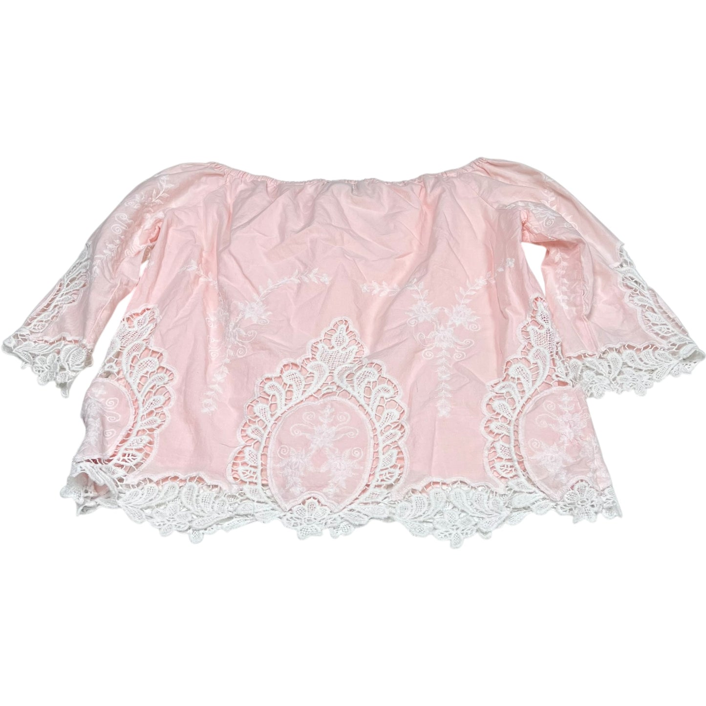 Top 3/4 Sleeve By Cynthia Rowley In Pink & White, Size: L