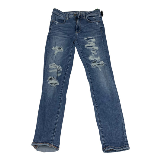 Jeans Skinny By American Eagle In Blue Denim, Size: 8